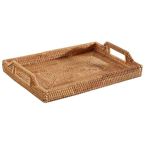 Unique Hand Woven Wicker Storage Organizer Basket Rectangle Rattan Serving Tray Unique Hand Woven Wicker Storage Organizer Basket Rectangle Rattan Serving Tray